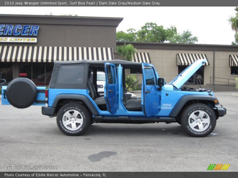 Surf Blue Pearl / Dark Slate Gray/Medium Slate Gray 2010 Jeep Wrangler Unlimited Sport