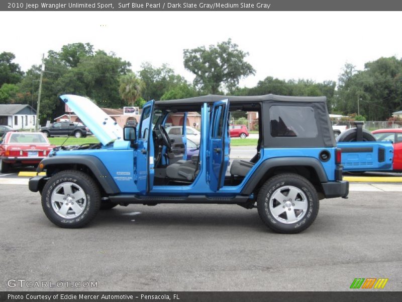 Surf Blue Pearl / Dark Slate Gray/Medium Slate Gray 2010 Jeep Wrangler Unlimited Sport