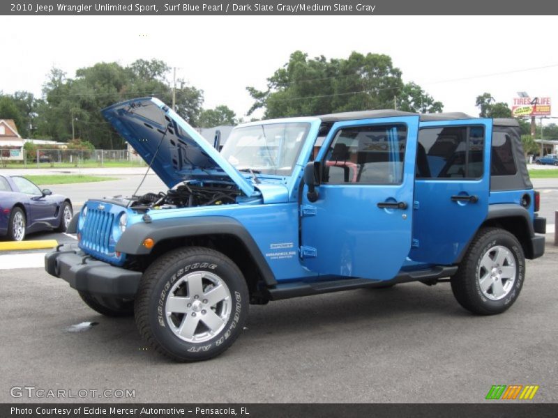 Surf Blue Pearl / Dark Slate Gray/Medium Slate Gray 2010 Jeep Wrangler Unlimited Sport