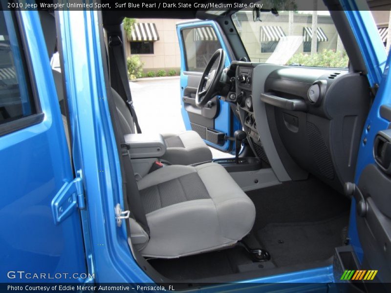 Surf Blue Pearl / Dark Slate Gray/Medium Slate Gray 2010 Jeep Wrangler Unlimited Sport