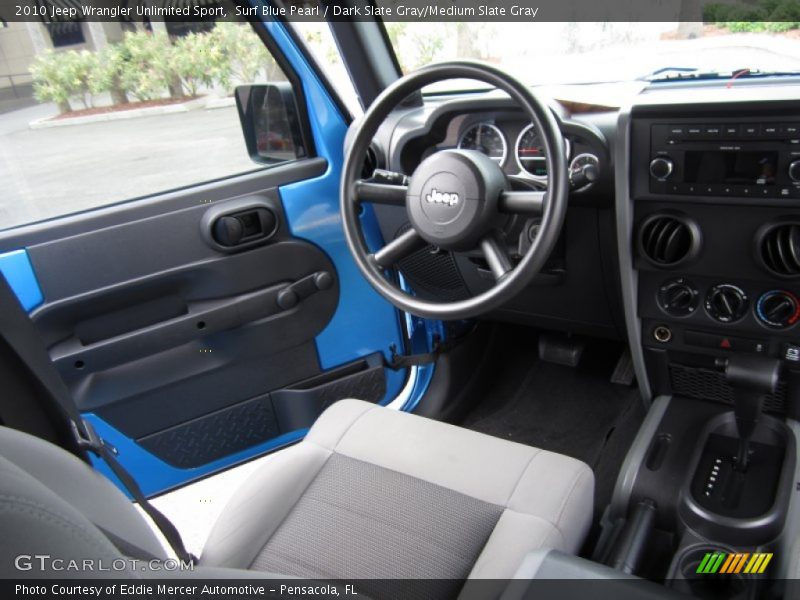 Surf Blue Pearl / Dark Slate Gray/Medium Slate Gray 2010 Jeep Wrangler Unlimited Sport