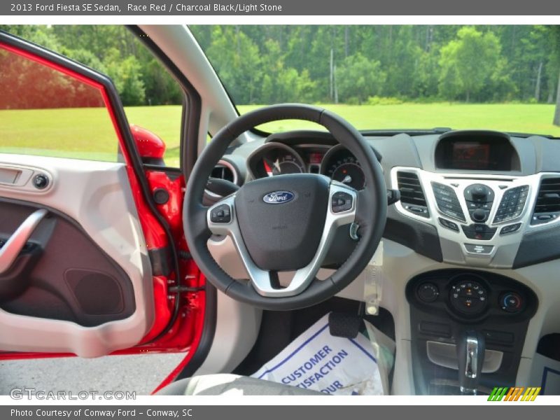 Race Red / Charcoal Black/Light Stone 2013 Ford Fiesta SE Sedan