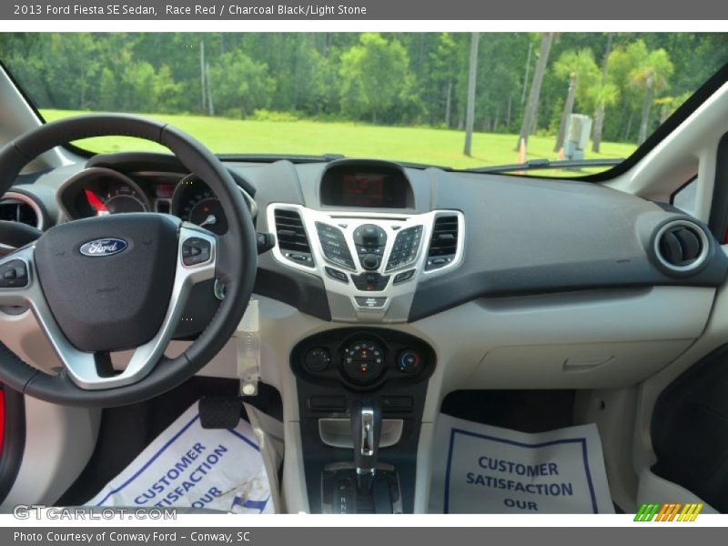 Race Red / Charcoal Black/Light Stone 2013 Ford Fiesta SE Sedan