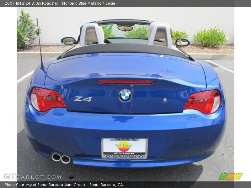 Montego Blue Metallic / Beige 2007 BMW Z4 3.0si Roadster