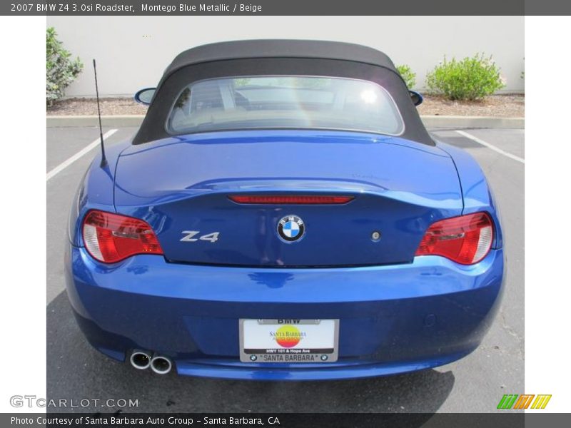 Montego Blue Metallic / Beige 2007 BMW Z4 3.0si Roadster