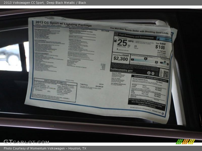 Deep Black Metallic / Black 2013 Volkswagen CC Sport