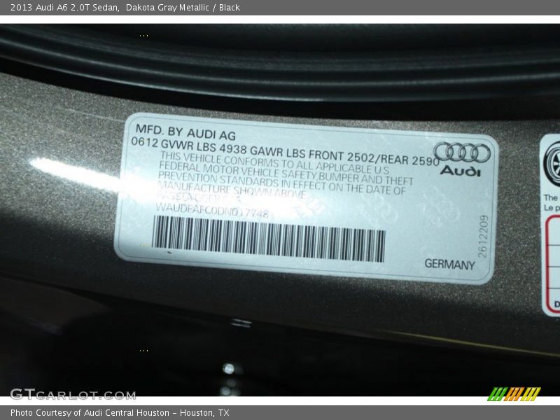 Dakota Gray Metallic / Black 2013 Audi A6 2.0T Sedan