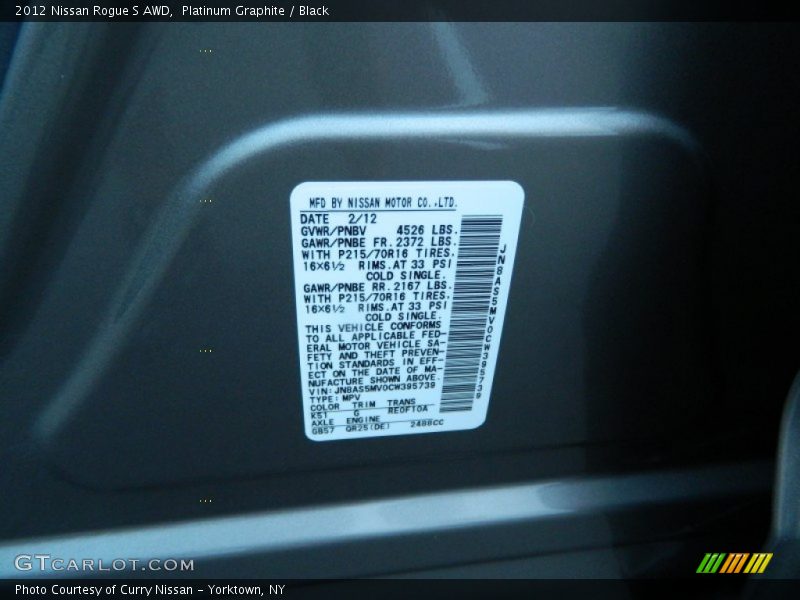 Platinum Graphite / Black 2012 Nissan Rogue S AWD
