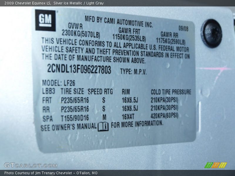 Silver Ice Metallic / Light Gray 2009 Chevrolet Equinox LS