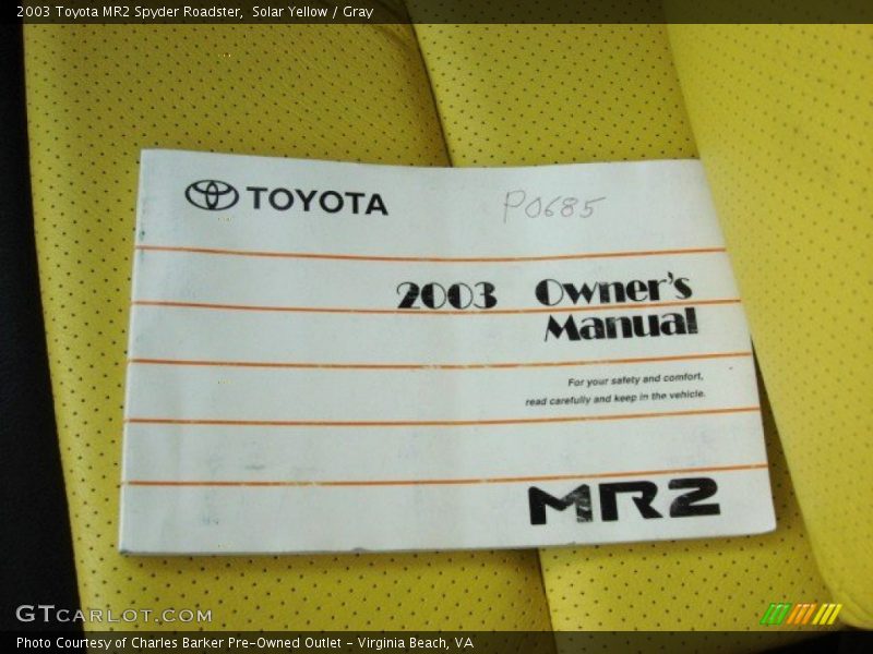 Books/Manuals of 2003 MR2 Spyder Roadster