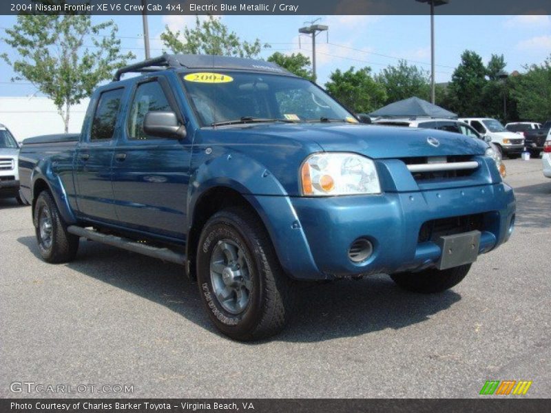 Electric Blue Metallic / Gray 2004 Nissan Frontier XE V6 Crew Cab 4x4