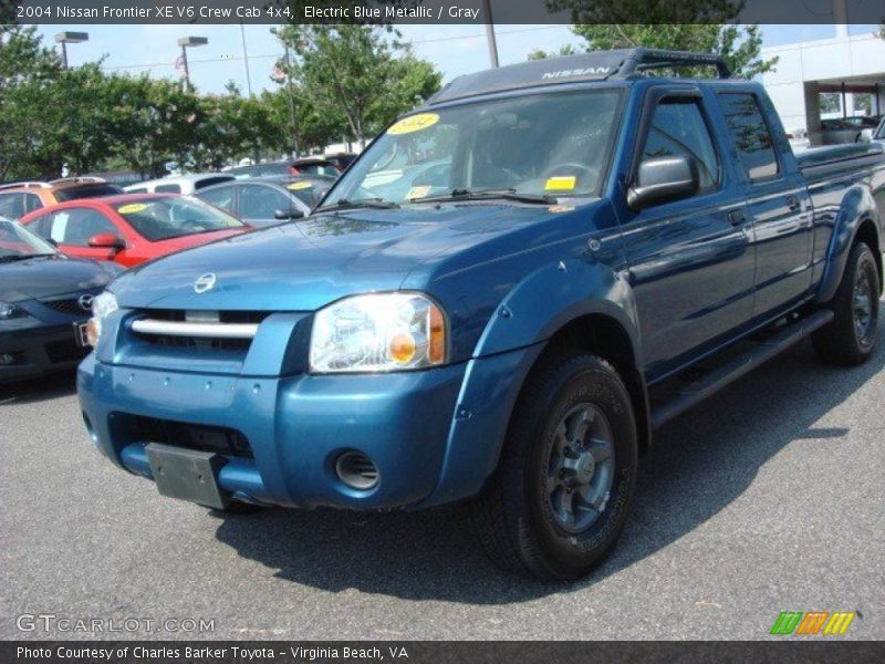 Electric Blue Metallic / Gray 2004 Nissan Frontier XE V6 Crew Cab 4x4