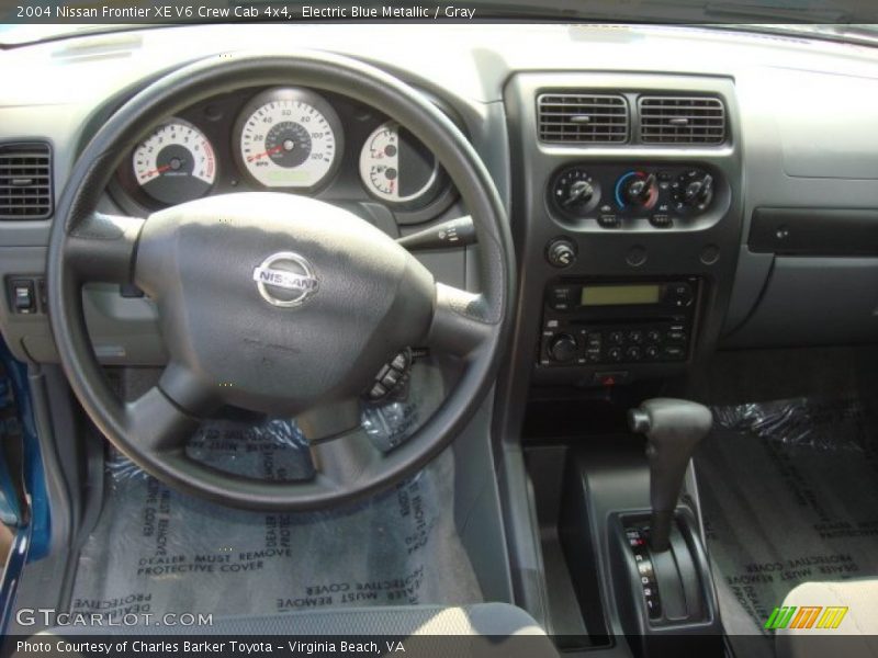 Electric Blue Metallic / Gray 2004 Nissan Frontier XE V6 Crew Cab 4x4