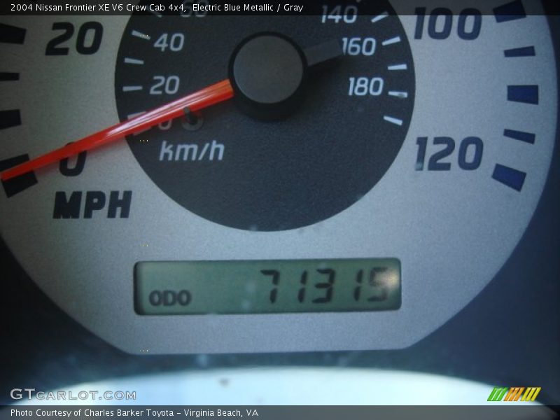 Electric Blue Metallic / Gray 2004 Nissan Frontier XE V6 Crew Cab 4x4