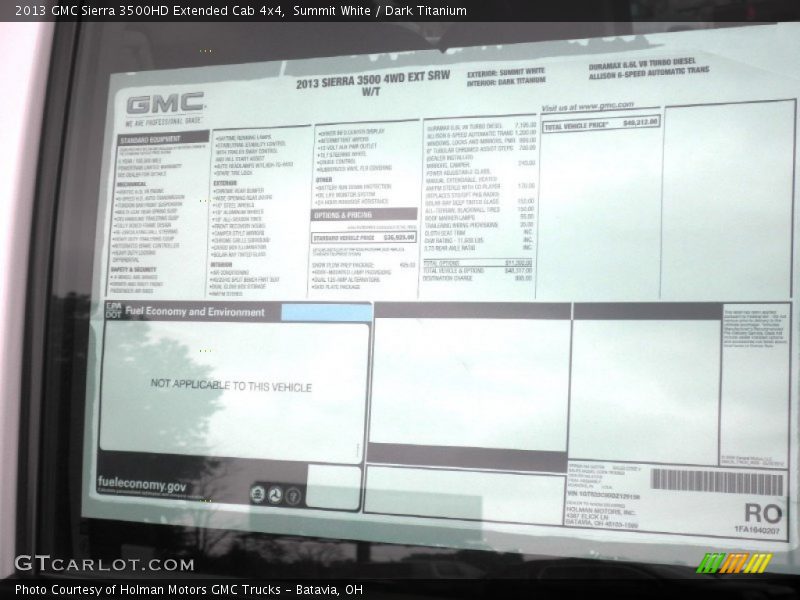  2013 Sierra 3500HD Extended Cab 4x4 Window Sticker