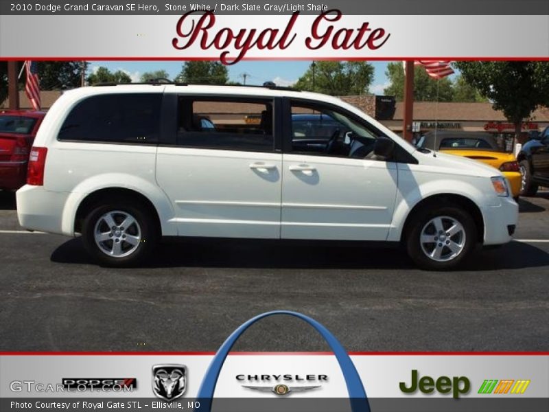 Stone White / Dark Slate Gray/Light Shale 2010 Dodge Grand Caravan SE Hero