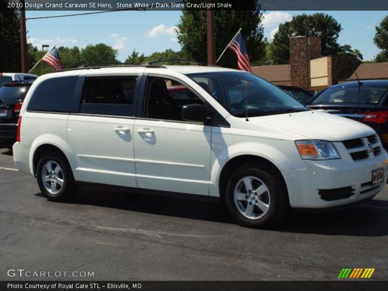 Stone White / Dark Slate Gray/Light Shale 2010 Dodge Grand Caravan SE Hero
