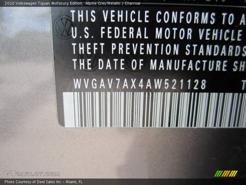 Alpine Grey Metallic / Charcoal 2010 Volkswagen Tiguan Wolfsburg Edition