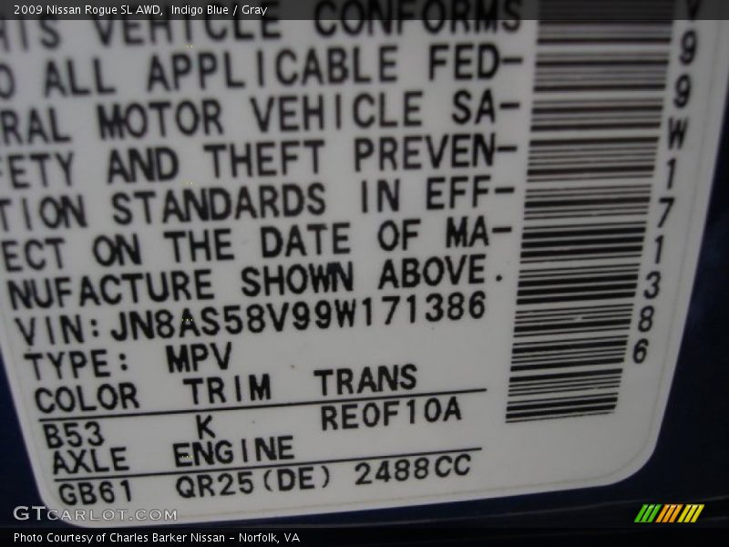 Indigo Blue / Gray 2009 Nissan Rogue SL AWD
