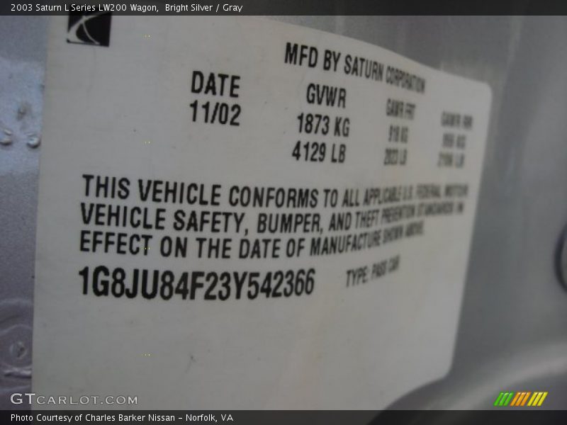 Bright Silver / Gray 2003 Saturn L Series LW200 Wagon