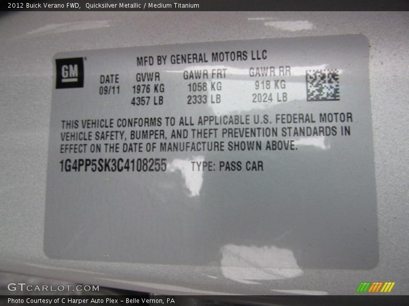Quicksilver Metallic / Medium Titanium 2012 Buick Verano FWD
