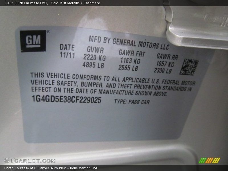 Gold Mist Metallic / Cashmere 2012 Buick LaCrosse FWD