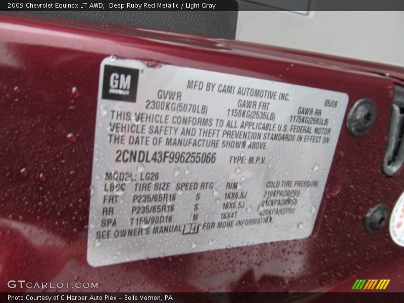 Deep Ruby Red Metallic / Light Gray 2009 Chevrolet Equinox LT AWD