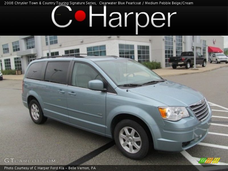 Clearwater Blue Pearlcoat / Medium Pebble Beige/Cream 2008 Chrysler Town & Country Touring Signature Series