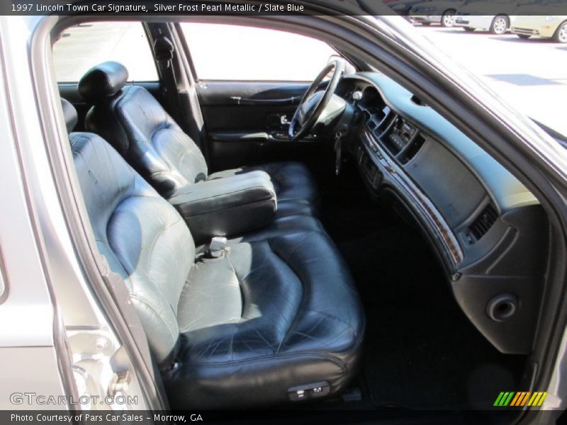 Silver Frost Pearl Metallic / Slate Blue 1997 Lincoln Town Car Signature