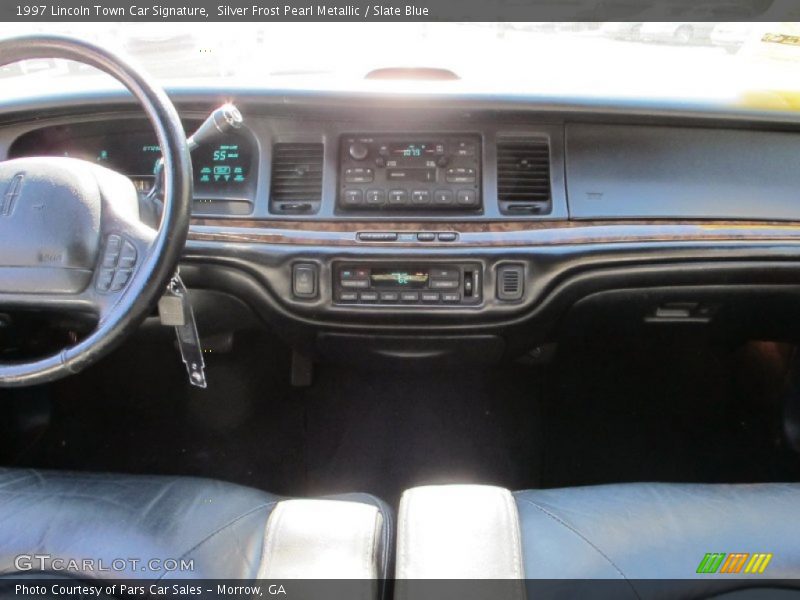 Silver Frost Pearl Metallic / Slate Blue 1997 Lincoln Town Car Signature