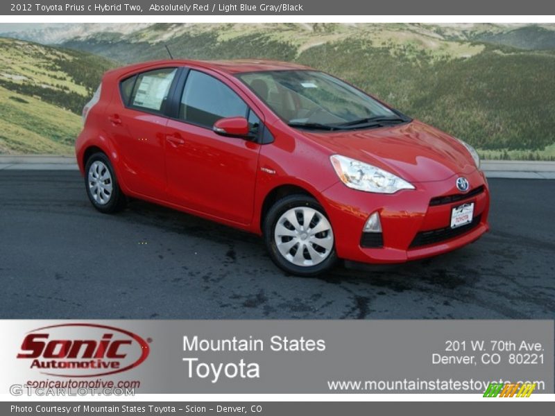 Absolutely Red / Light Blue Gray/Black 2012 Toyota Prius c Hybrid Two