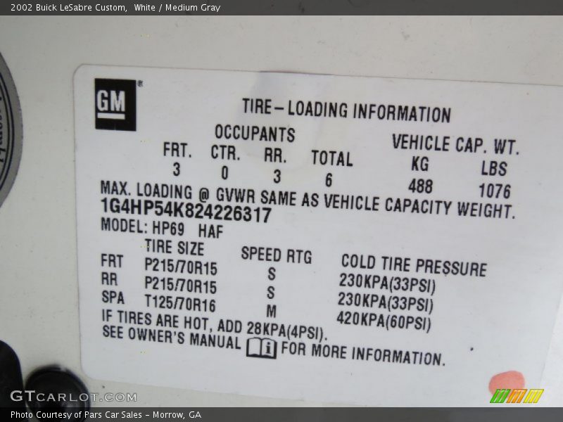White / Medium Gray 2002 Buick LeSabre Custom