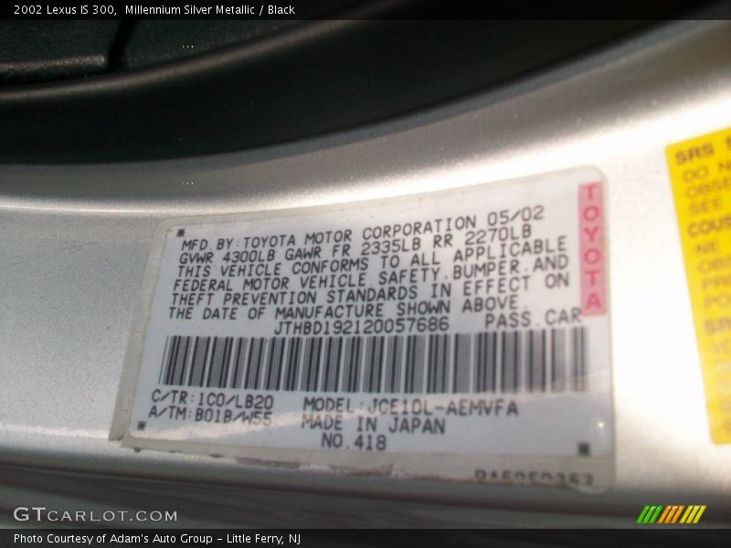 Millennium Silver Metallic / Black 2002 Lexus IS 300
