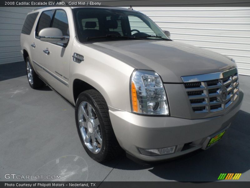 Gold Mist / Ebony 2008 Cadillac Escalade ESV AWD