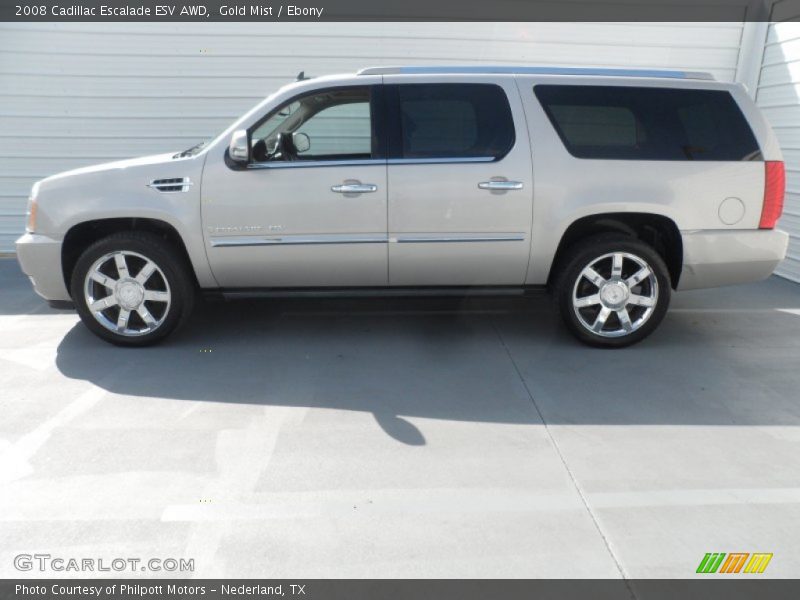 Gold Mist / Ebony 2008 Cadillac Escalade ESV AWD