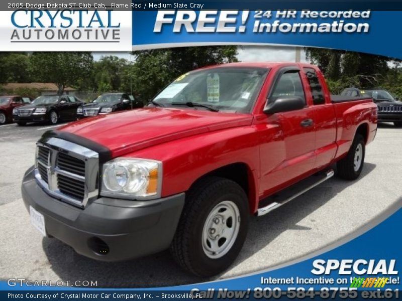 Flame Red / Medium Slate Gray 2005 Dodge Dakota ST Club Cab