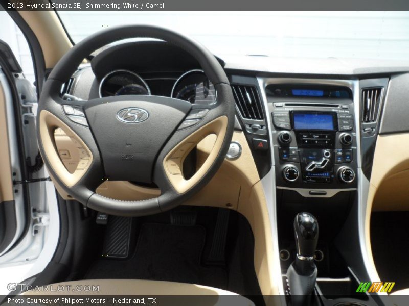 Shimmering White / Camel 2013 Hyundai Sonata SE