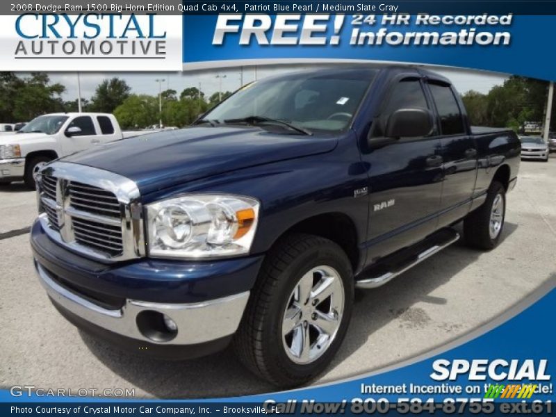 Patriot Blue Pearl / Medium Slate Gray 2008 Dodge Ram 1500 Big Horn Edition Quad Cab 4x4