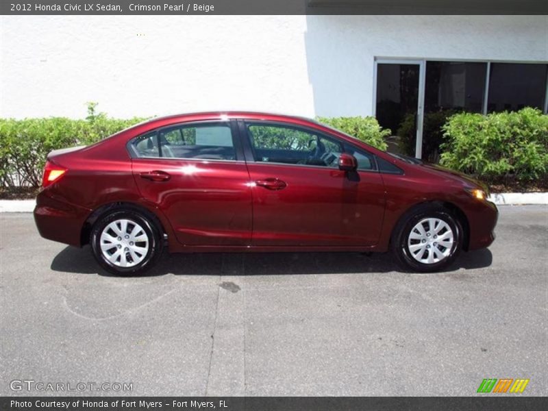 Crimson Pearl / Beige 2012 Honda Civic LX Sedan