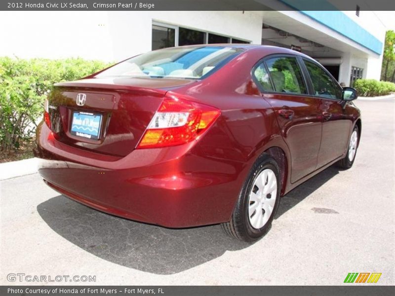 Crimson Pearl / Beige 2012 Honda Civic LX Sedan