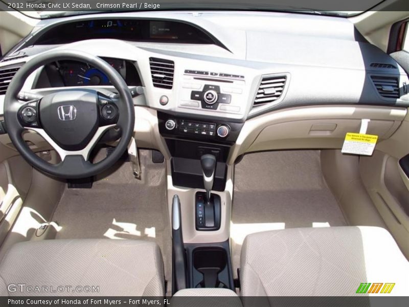 Crimson Pearl / Beige 2012 Honda Civic LX Sedan
