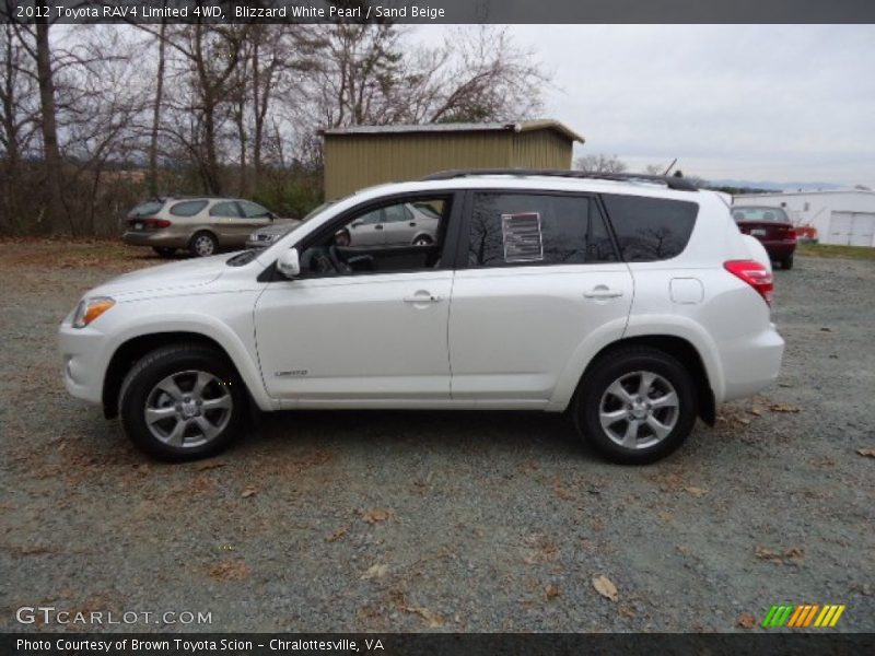 Blizzard White Pearl / Sand Beige 2012 Toyota RAV4 Limited 4WD