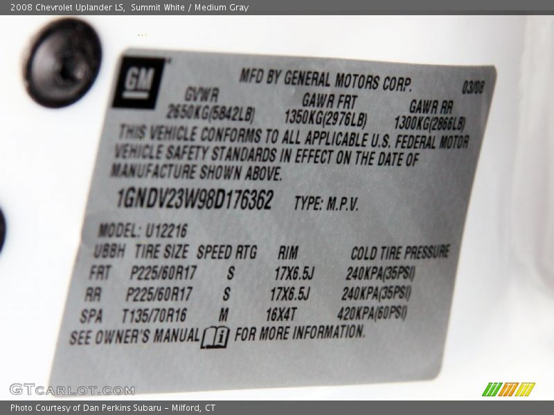 Summit White / Medium Gray 2008 Chevrolet Uplander LS