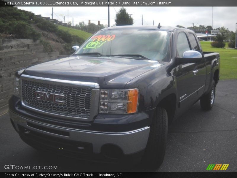 Midnight Blue Metallic / Dark Titanium/Light Titanium 2012 GMC Sierra 1500 SLE Extended Cab