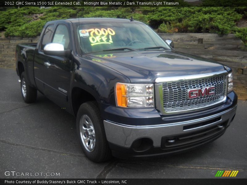 Midnight Blue Metallic / Dark Titanium/Light Titanium 2012 GMC Sierra 1500 SLE Extended Cab