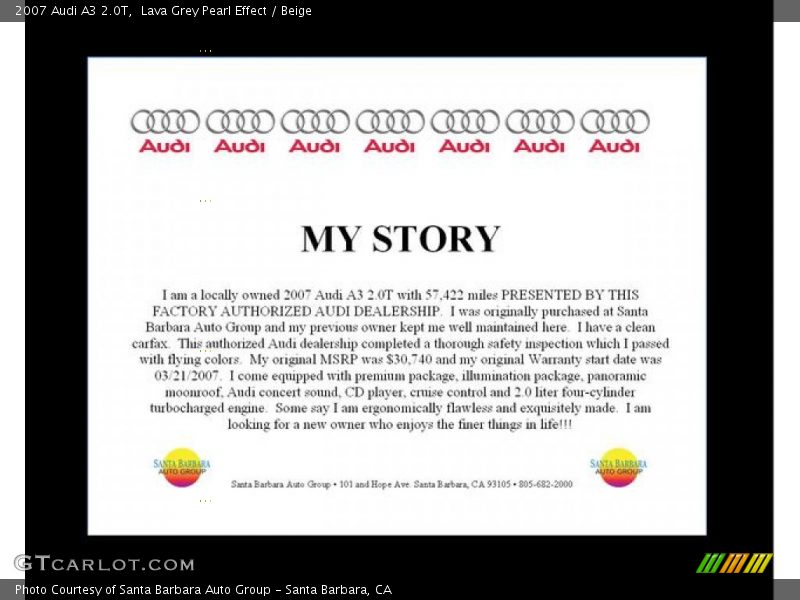 Lava Grey Pearl Effect / Beige 2007 Audi A3 2.0T