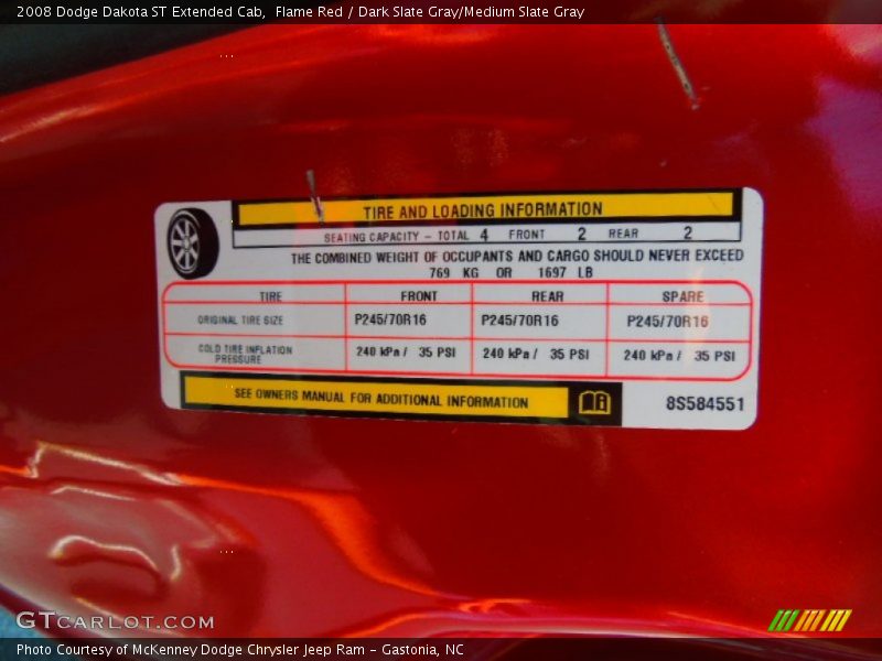 Flame Red / Dark Slate Gray/Medium Slate Gray 2008 Dodge Dakota ST Extended Cab