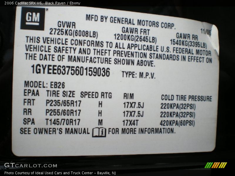 Black Raven / Ebony 2006 Cadillac SRX V6