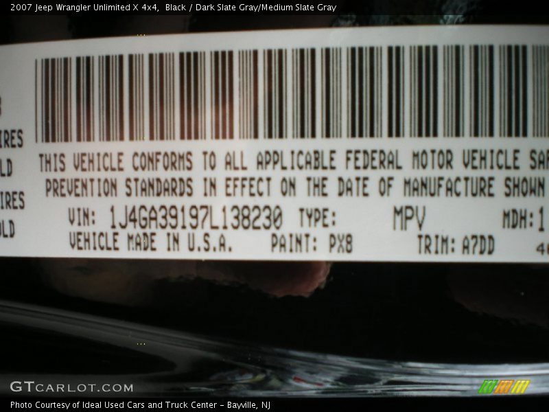Black / Dark Slate Gray/Medium Slate Gray 2007 Jeep Wrangler Unlimited X 4x4