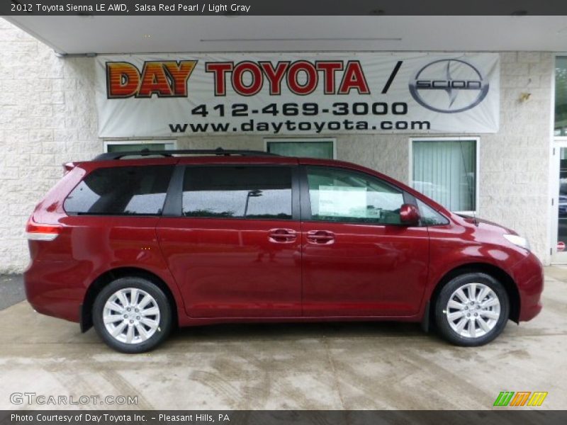 Salsa Red Pearl / Light Gray 2012 Toyota Sienna LE AWD